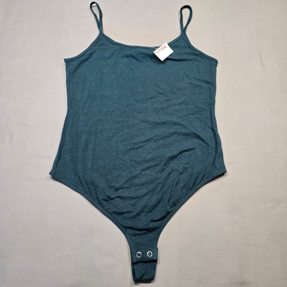Lime Blue Green Jade Bodysuit Leotard Stretch Spaghetti Strap NEW Womens Size M